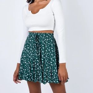 Princess Polly Green Floral Mini Skirt